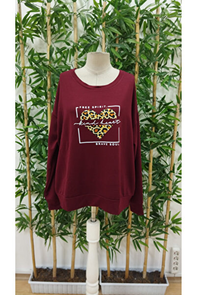 Moda Ebrar Women's Long Sleeve Crew Neck Print Viscose Two Thread Blouse