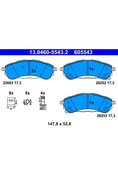 Ate Set Placute Frana,Frana Disc 13.0460-5543.2 Ford Ranger