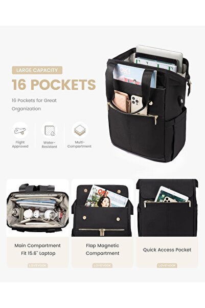 EXCEFORE Xboor 15.6 inch Laptop Backpack for Women, USB Work Backpack, Waterproof Travel Backpack with Organi