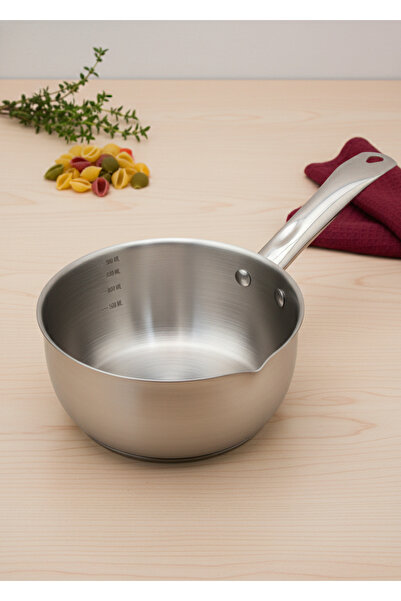 ALSAIF KITCHEN Profesyonel Paslanmaz Çelik Sütlük & Sos Tenceresi – 18cm / 1.8L – İndüksiyon Uyumlu