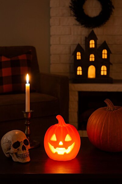 NOVATECH İNOVASYON Halloween Temalı Balkabağı Dekoru Pilli Mum ile Kullanım M...