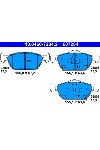Ate Комплект накладки за дискови спирачки Honda Civic 10/Civic 8 Sedan/Civic 9