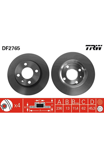 TRW Brake disc SKODA FAVORIT Forman 1991-1995 DF2765