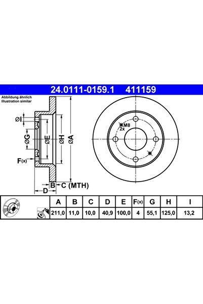Ate Disc Frana Daihatsu Cuore 5/Cuore 6/Cuore 7