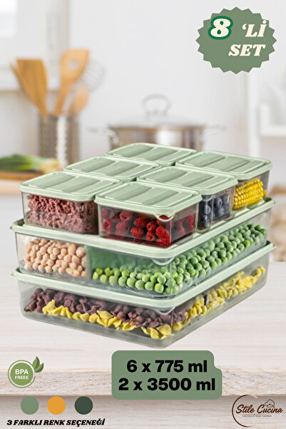 Stile Cucina منظم ثلاجة مكون من 8 قطع، حاوية تخزين مناسبة للميكروويف (2 × 350...