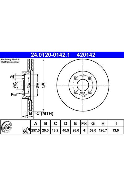 Ate Disc Frana Alfa Romeo 145/146/155 Fiat Barchetta/Brava/Bravo 1