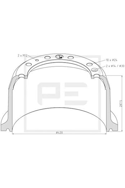 PE AUTOMOTIVE Tambur Frana Puntea Spate Daf 85 Cf/Cf 75/Cf 85