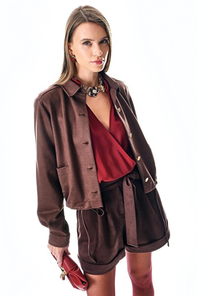 EXPLOSION Süet Beli Kuşaklı Double Paça Şort