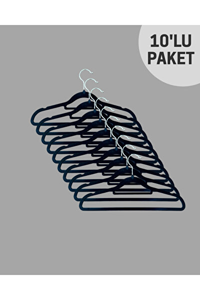 ZBHOMEDITING Siyah Kadife Gömlek Askısı 10'LU Paket