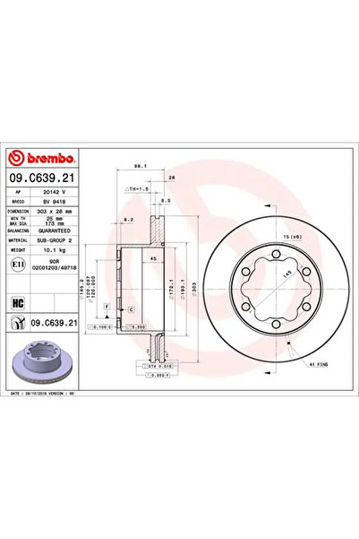 Brembo Спирачен диск Man Tge Bus/Tge Body/Tge Platform/Chassis VW Crafter Bus...