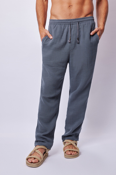 Dear Deer Gray Blue Bamboo Muslin Pants