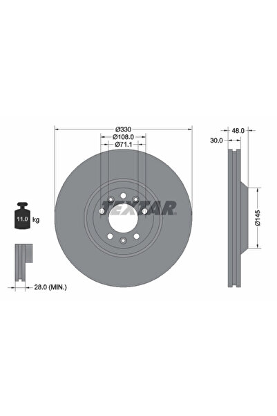 TEXTAR Спирачен диск Citroen C5 3/C6 Peugeot 407/607