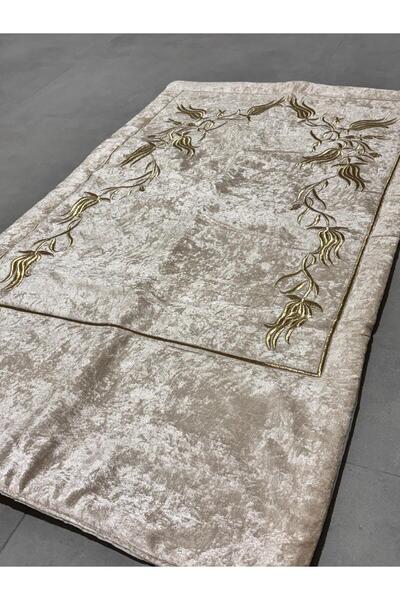 Mustgross Sırma Embroidered Luxury Prayer Rug – Single Velvet Prayer Rug & Stylish and High-Quality Prayer Mat