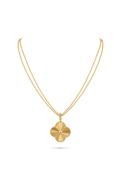 D&D Dora&Dora &  Magic Alhambra Uzun Kolye, 1 Motif Sarı Yonca 925 Ayar Gümüş