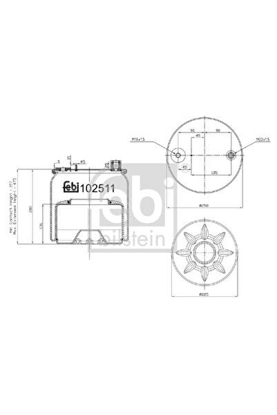 FEBI BILSTEIN Burduf Suspensie Pneumatica Fata Mercedes-Benz Actros MP4 / MP5...