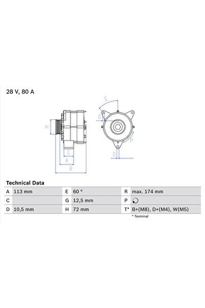Bosch Generator / Alternator Mercedes-Benz Atego/Fpn/Lk/LN2