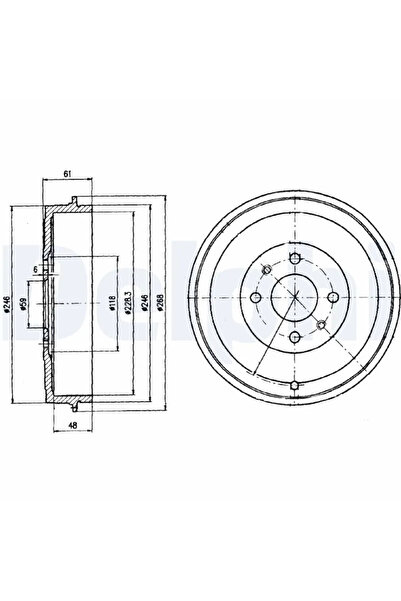 DELPHİ Спирачен барабан Alfa Romeo 145/146 Citroen Nemo Microbus