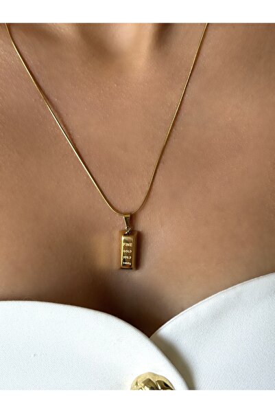 AYLAKAYA Çelik Külçe Gold Kolye
