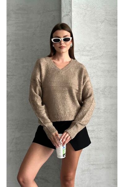 Store Women's Brown Shaded V-Neck Casual Sweater