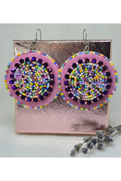 Amma Design Cercei handmade rotunzi, realizați din fetru, paiete și mărgele Toho