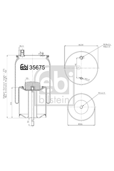 FEBI BILSTEIN Въздушни окачващи маншони заден десен мост Renault Trucks Magnu...
