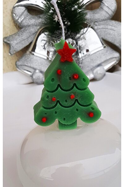 ArtINA esmaraldchic Lumanare parfumata bradut verde de Craciun decorat cu glo...