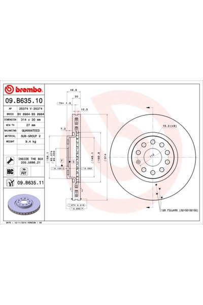 Brembo Set Discuri Frana Seat Alhambra Skoda Kodiaq 1 2010-2022