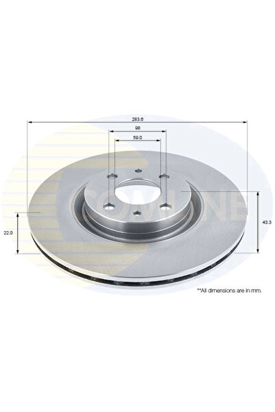 Comline Disc Frana Abarth 500 / 595 / 695/500C / 595C / 695C Alfa Romeo 155