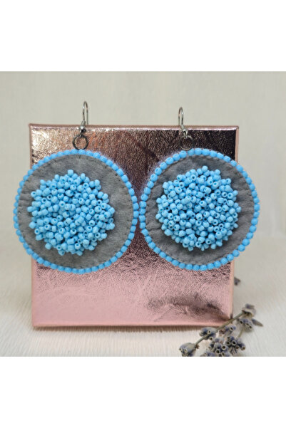 Amma Design Cercei handmade rotunzi, realizați din fetru, paiete și mărgele Toho