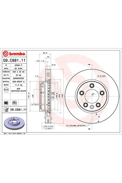 Brembo Спирачен диск за Porsche Cayenne VW Touareg