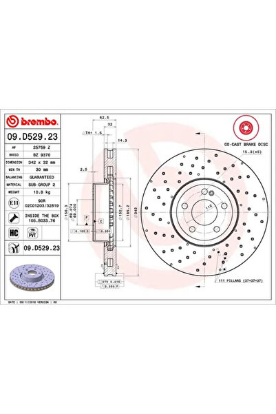 Brembo Disc Frana Mercedes-Benz C-Class/E-Class Mercedes-Benz (Bbdc) C-Class