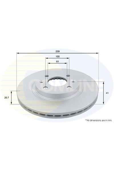 Comline Disc Frana Dacia Logan/Sandero Renault 19 1/19 2/Clio 1