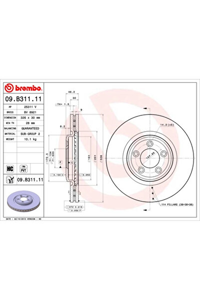 Brembo Disc frana Daimler Super Eight Jaguar S-Type 2/Xf 1/Xf Sportbrake