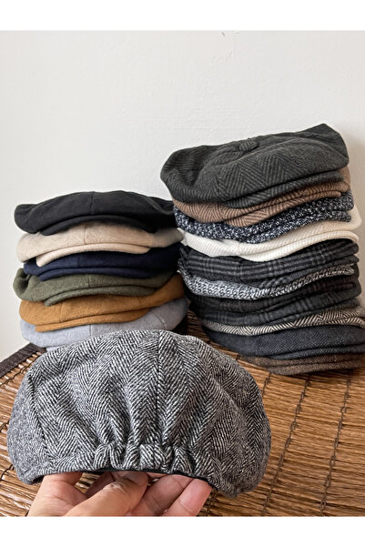 Rupen Kraft Χειμερινό ανδρικό καπέλο βρετανικού στυλ σε χρώμα κανέλας μάλλινο καπέλο Peaky Blinders (ελαστικό)