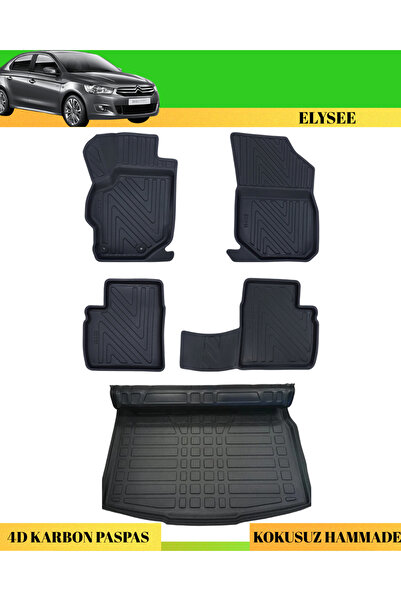 ACK Dizayn CİTROEN C-ELYSEE ARACA ÖZEL ÜRETİM 4D HAVUZLU KARBON PASPAS TAKIMI...