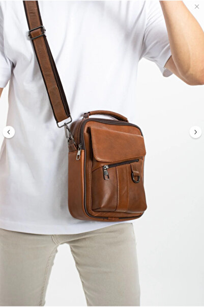 Erzeno Genuine Leather Long Strap Cross Shoulder and Men's Handbag / 100% Leather Men's Bag