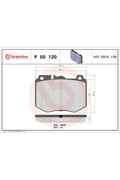 Brembo Комплект спирачни накладки за дискови спирачки Mercedes-Benz C-Class/E...