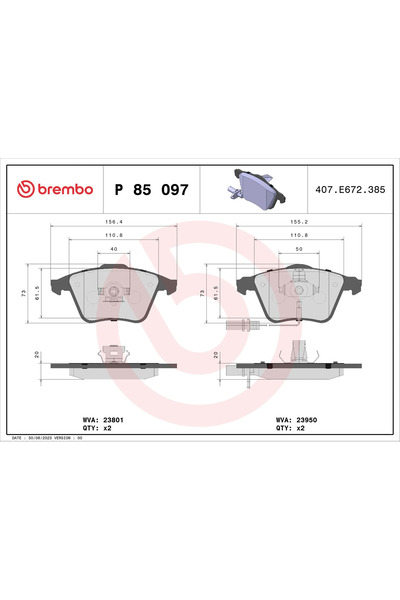 Brembo Set Placute Frana Frana Disc Audi A4 B6/A4 B7/A6 Allroad C6 Audi (Faw)...