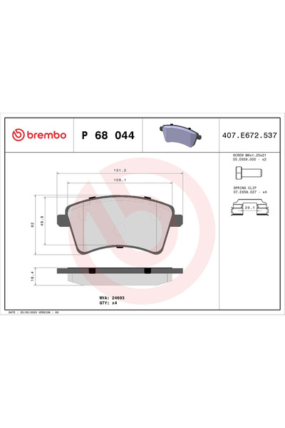 Brembo Set Placute Frana Frana Disc Mercedes-Benz Citan Autoutilitara/Limuzin...