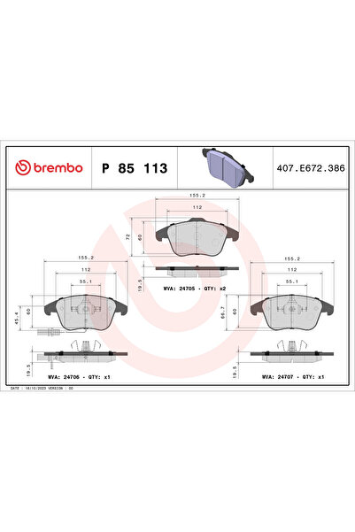 Brembo Set Placute Frana Frana Disc Audi A4 Allroad B8/A4 B8/A5