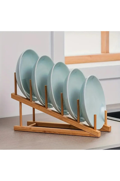 Yonga Sanat Atölyesi Ahşap Bulaşıklık, Mutfak Organizer, 5'li Tabaklık, Bulaş...