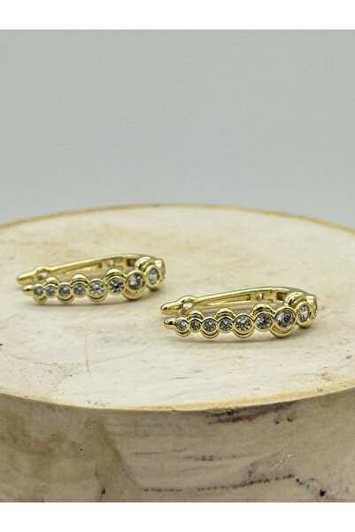AUBRA Küpe Zirkon Taşlı Parlak Klipsli – 14K Gold Kaplama | 316L Çelik