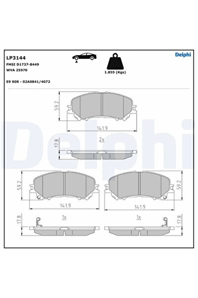 DELPHİ Brake Pad Set Disc Brake Nissan Qashqai 2 Nissan (Dfac) 10-Trail/Qashqai