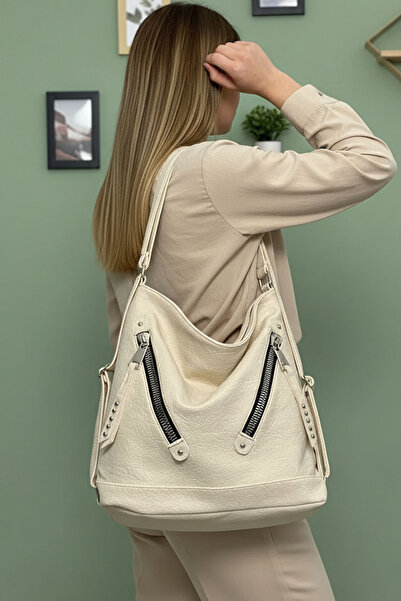 çantamgelsin Γυναικεία τσάντα πλάτης και ώμου από μαλακό δέρμα πολλαπλών τμημάτων μεγάλου μεγέθους (41x33 εκ.)