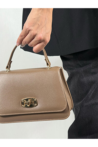 Genel Markalar Amélie Bej Kadın Gold Tokalı Suni Deri El ve Omuz Çantası