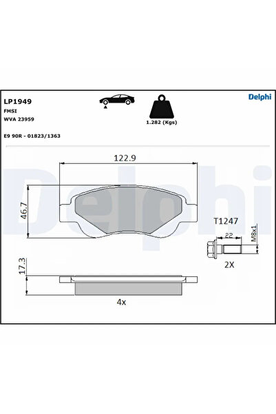DELPHİ Комплект спирачни накладки за дискови спирачки Byd F0 Citroen C1
