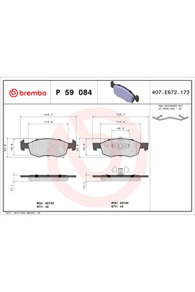 Brembo Set Placute Frana Frana Disc Opel Corsa E Vauxhall Corsa Model 4/Corsa...