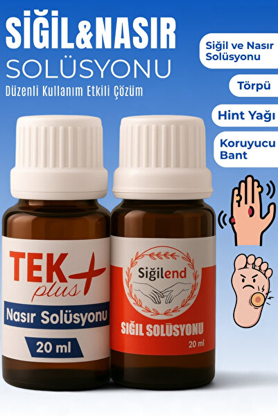 TEKPLUS Siğil ve Nasır Solüsyonu Seti – Hint Yağı + Törpü + Koruyucu Bant Hed...
