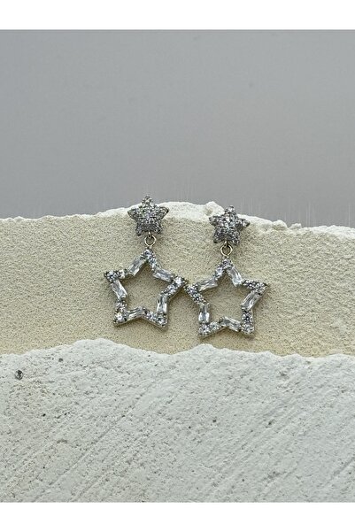 AUBRA أقراط بحجر الزركون على شكل نجمة - فضي