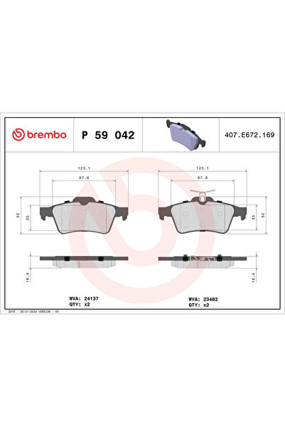 Brembo Set Placute Frana Frana Disc Cadillac Bls Citroen C5 3